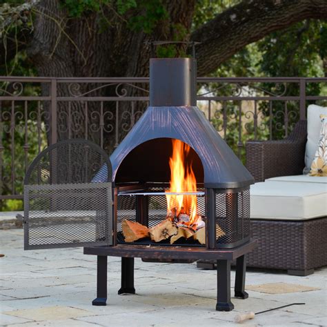 borealis fuoco steel wood burning outdoor fireplace reviews wayfairca