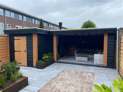 outdoor living area  wooden buildings  plants