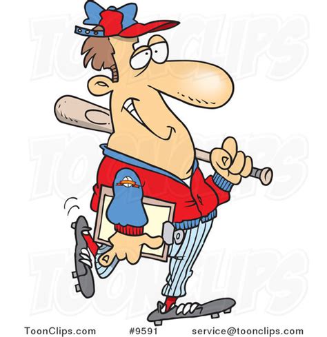 Cartoon Baseball Coach 9591 By Ron Leishman