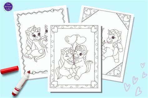 super cute  printable valentine unicorn coloring pages