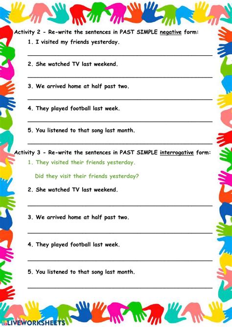 past simple regular verbs exercise for grade 5