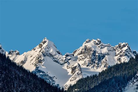 winter mountain peaks  bc