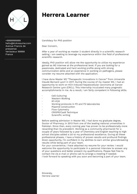 cover letter  phd application    phd student