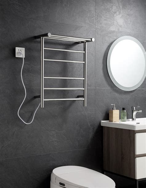 electric towel rail  bathroom wall mounted drying rack plug  electric heated towel rack