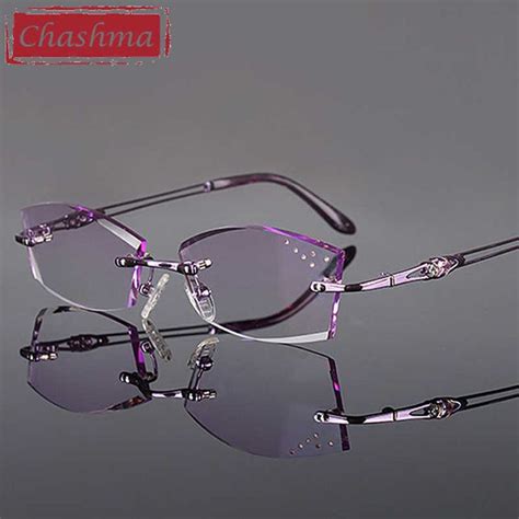 chashma brand titanium fashion lady eye glasses diamonds rimless
