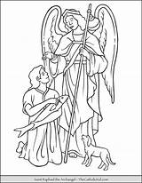 Coloring Raphael Archangel Saint Pages Angel Drawing Kids Thecatholickid Catholic Visit sketch template