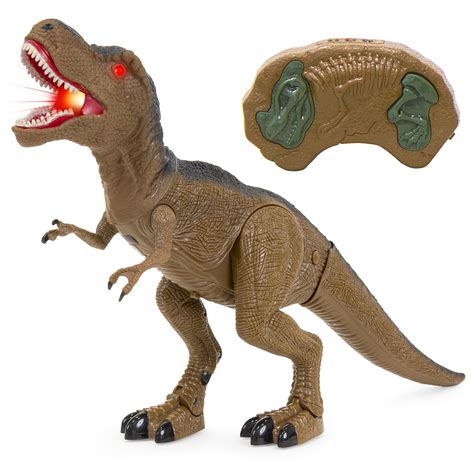 bcp  kids rc  rex walking dinosaur toy  lights sounds brown