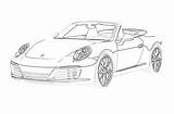 Coloring Car Sports Pages Print Porsche Convertible Kids sketch template