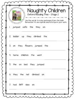 oxford reading tree stage  naughty children close reading activity