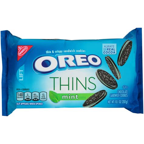 oreo thins mint flavored creme chocolate sandwich cookies  oz