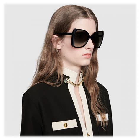gucci oversize square frame sunglasses black acetate gucci