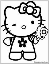 Kitty Hello Gangster Gun Pages Coloring Color Teddy Bear Printable Cartoons Print Coloringpagesonly sketch template