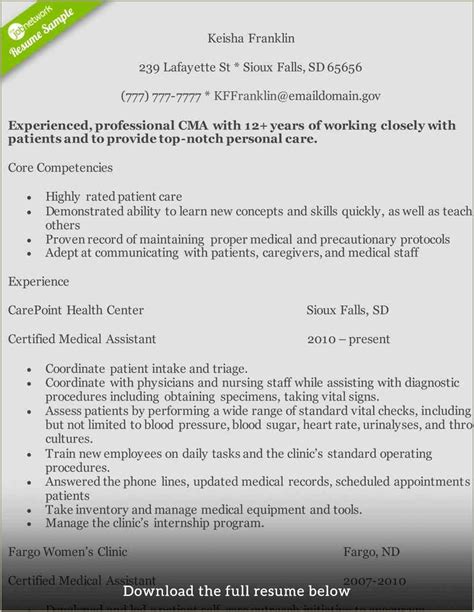 entry level medical assistant resume sample resume  gallery