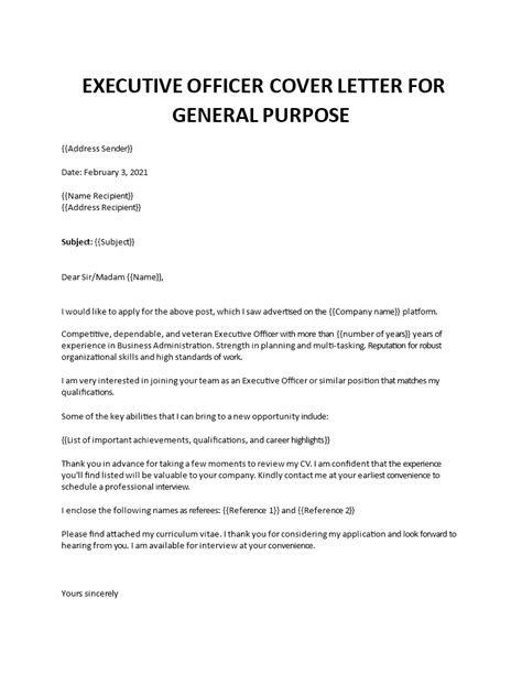 executive cover letter sample