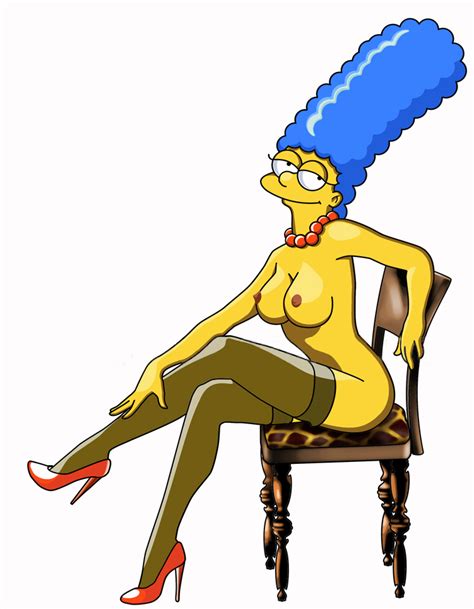rule 34 blue hair breasts chair color female female only hair human marge simpson nipples nude