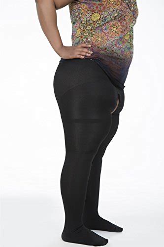 Waho Plus Size Open Crotch Tights Opaque Crotchless Pantyhose For Women