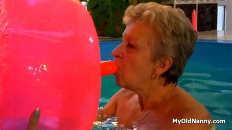 watch horny granny in the pool masturbation mature toy