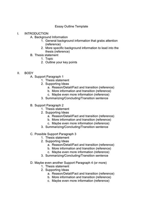 essay outline template  word   formats