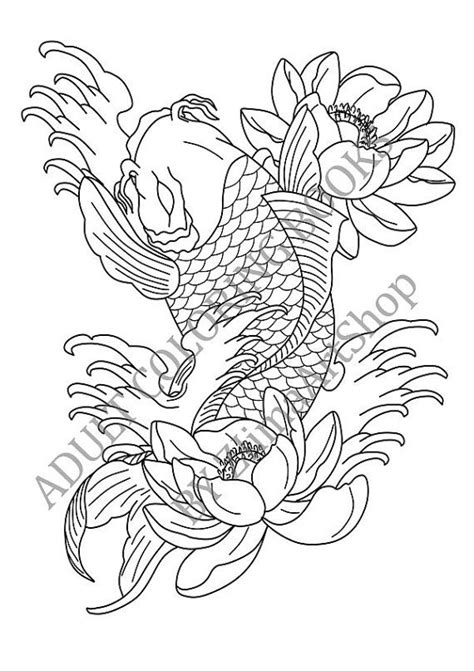 koi fishes adult coloring book printable adult coloring book page