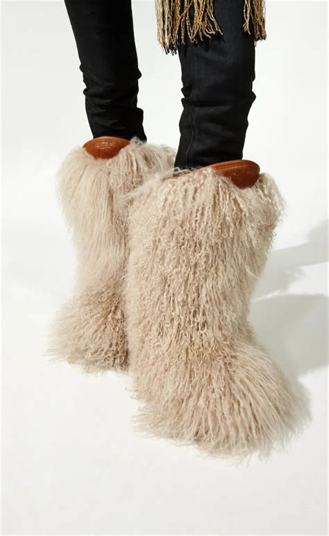 2018 Luxury Sexy Faux Fur Winter Boot Black Warm Flat Snow Bootie