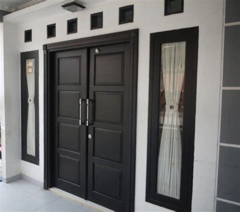 contoh gambar model desain pintu minimalis kayu jati