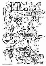 Ocean Coloring Pages Animals Sea Beach sketch template