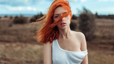 wallpaper face sunlight women redhead model long hair red dress fashion spring