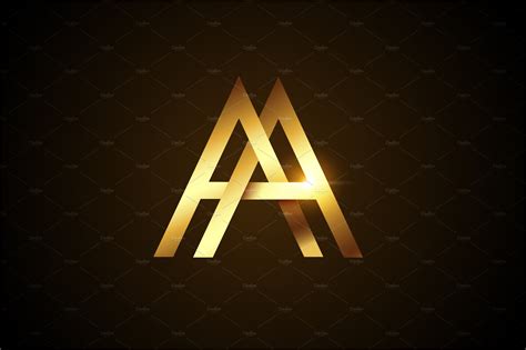 golden aa logo creative illustrator templates ~ creative market