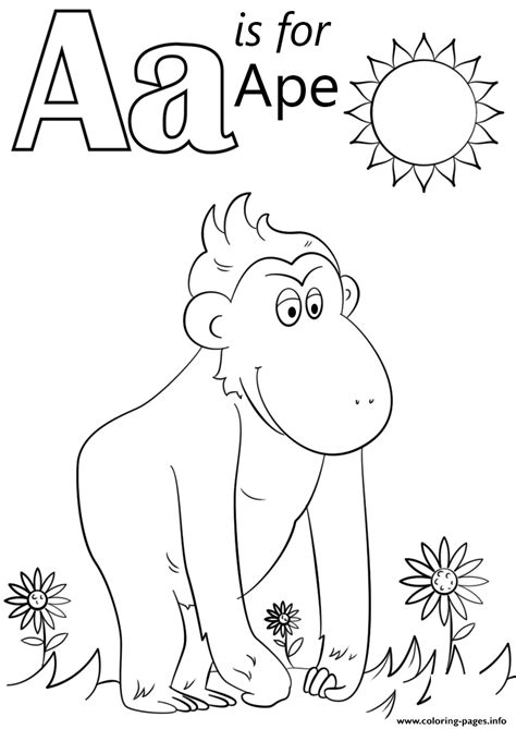 letter    ape coloring page printable