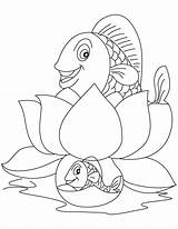 Coloring Lotus Fish Kids Pages sketch template