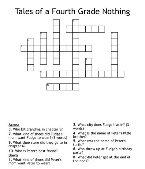 tales   fourth grade  crossword wordmint