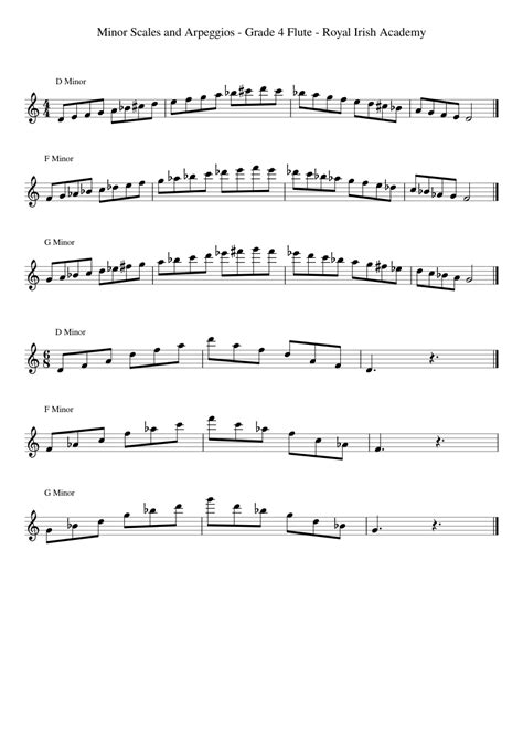 minor scales  arpeggios grade  flute royal irish academy sheet
