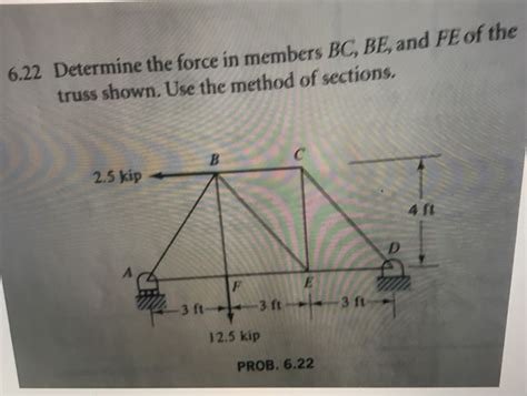 Solved 6 22 Determine The Force In Members Bc Be And Fe Of