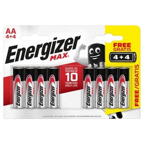 Energizer Max Alkaline Aa Batteries Lr6 4 4 Free 8 Pack