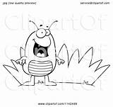 Flea Cartoon Grass Clipart Coloring Outlined Vector Thoman Cory Royalty sketch template