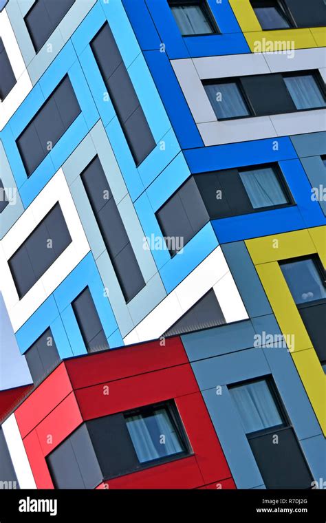 abstract building architecture  colour shapes  colourful modern student accommodation