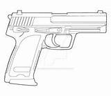 Lineart Usp Drawings Pistol Mp7 Waffen Cool sketch template