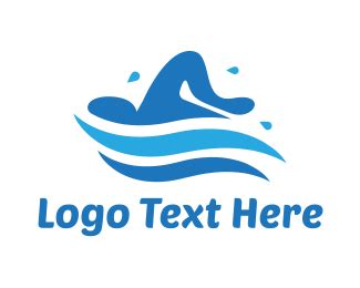 blue person swimming logo brandcrowd logo maker