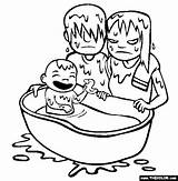 Baby Coloring Bath Pages Clipart Color Kids Time Girl Rated sketch template