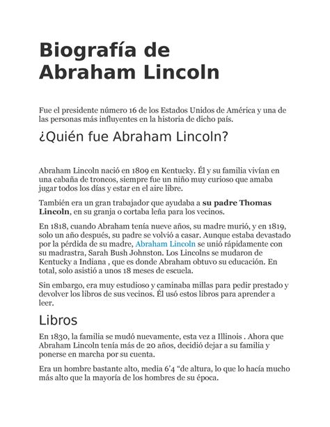 biografia de abraham lincoln biografia de abraham lincoln fue el