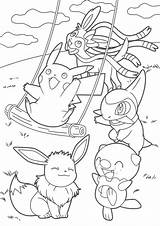 Pikachu Eevee Coloring Pages Printable Getcolorings Color Friends Book sketch template