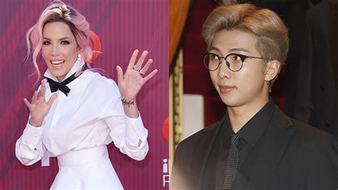 halsey and bts rm have a secret handshake and fans are freaking out hollywood life