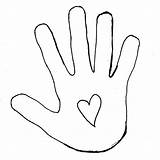 Template Kids Outline Printable Hand Hands Coloring Clip sketch template