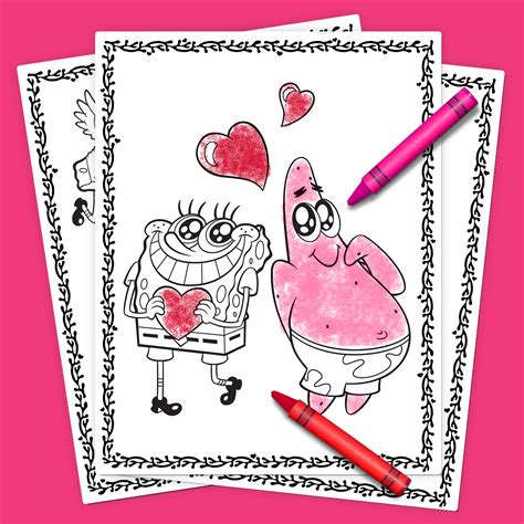 spongebob valentines coloring pages greatdealsgauges