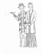 Coloring Pages Dover Chinese Clothing Book Fashion Dynasty Books Women Choose Board Medieval Fashions sketch template