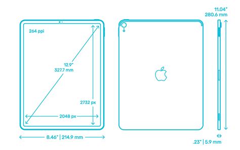 apple ipad dimensions drawings dimensionscom