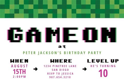video game party birthday invitation template