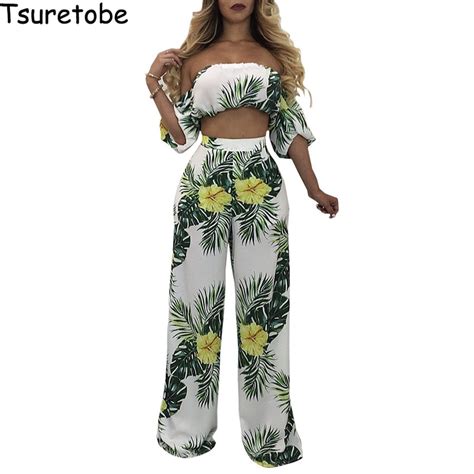 tsuretobe fashion casual floral print beach 2 piece set women crop tops
