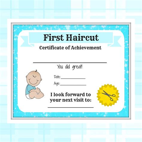 boys  haircut certificate baby  haircut photo certificate