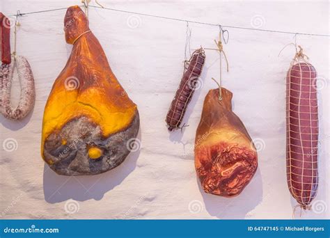 hanging ham  meat stock photo image